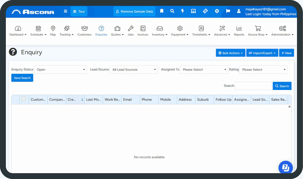 Tablet showing Accounts Integration