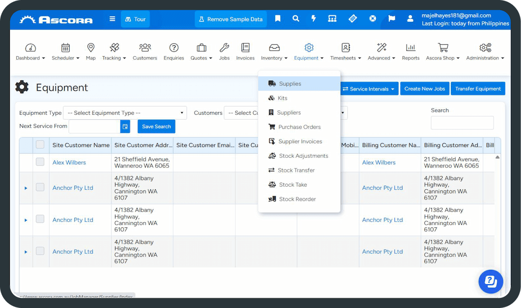 Tablet showing Accounts Integration