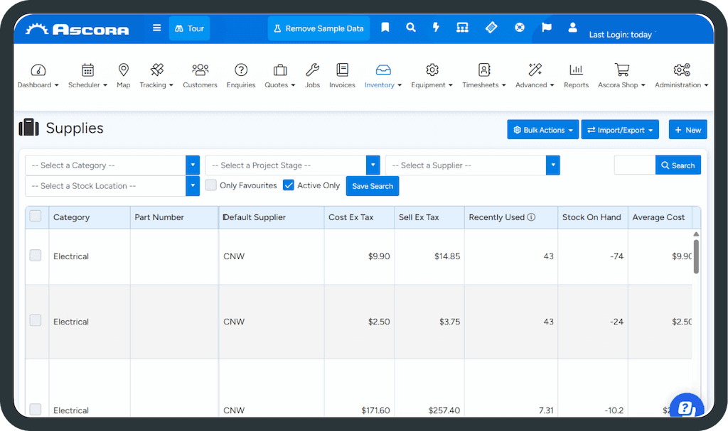 Tablet showing Accounts Integration