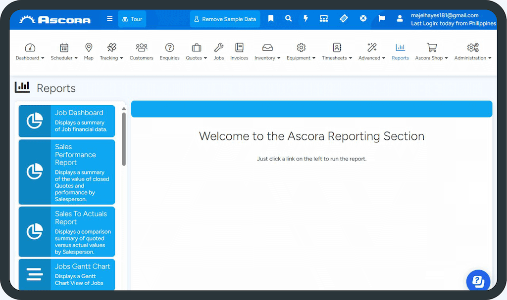 Tablet showing Accounts Integration