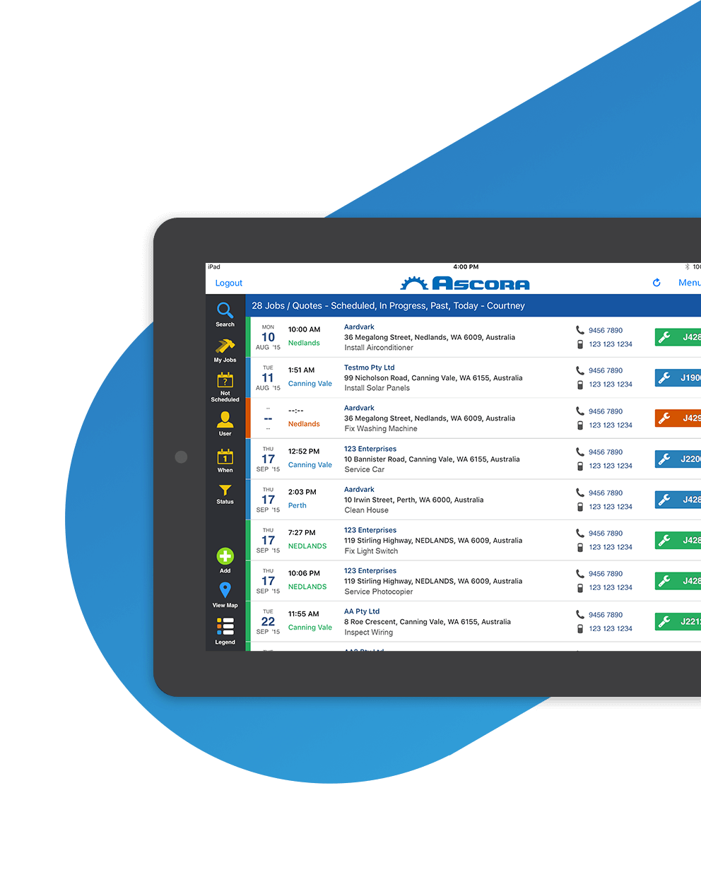 Comprehensive scheduling available on your mobile device