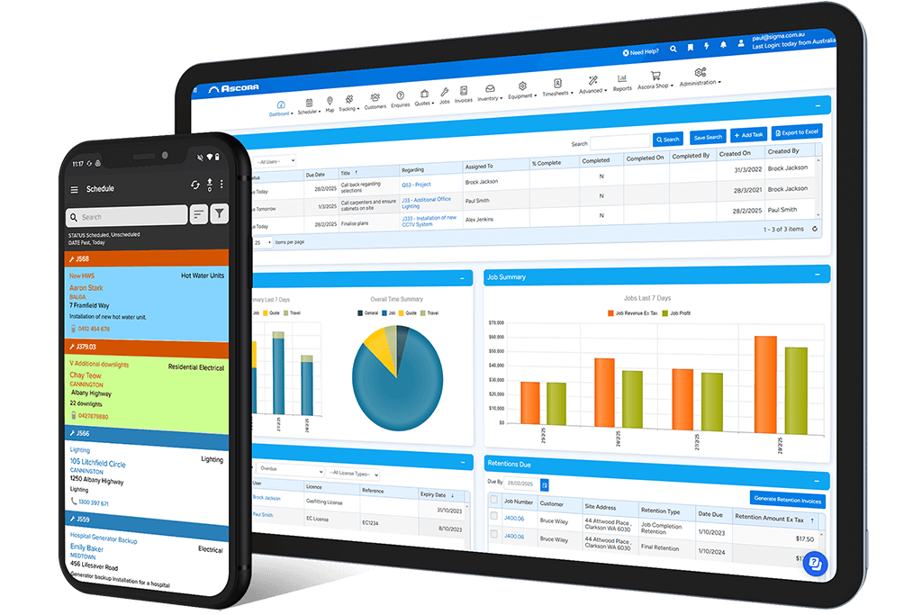 Ascora running across laptops and mobile devices