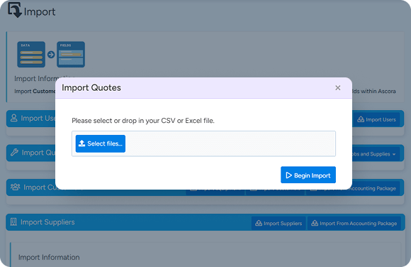 Ascora easily imports data