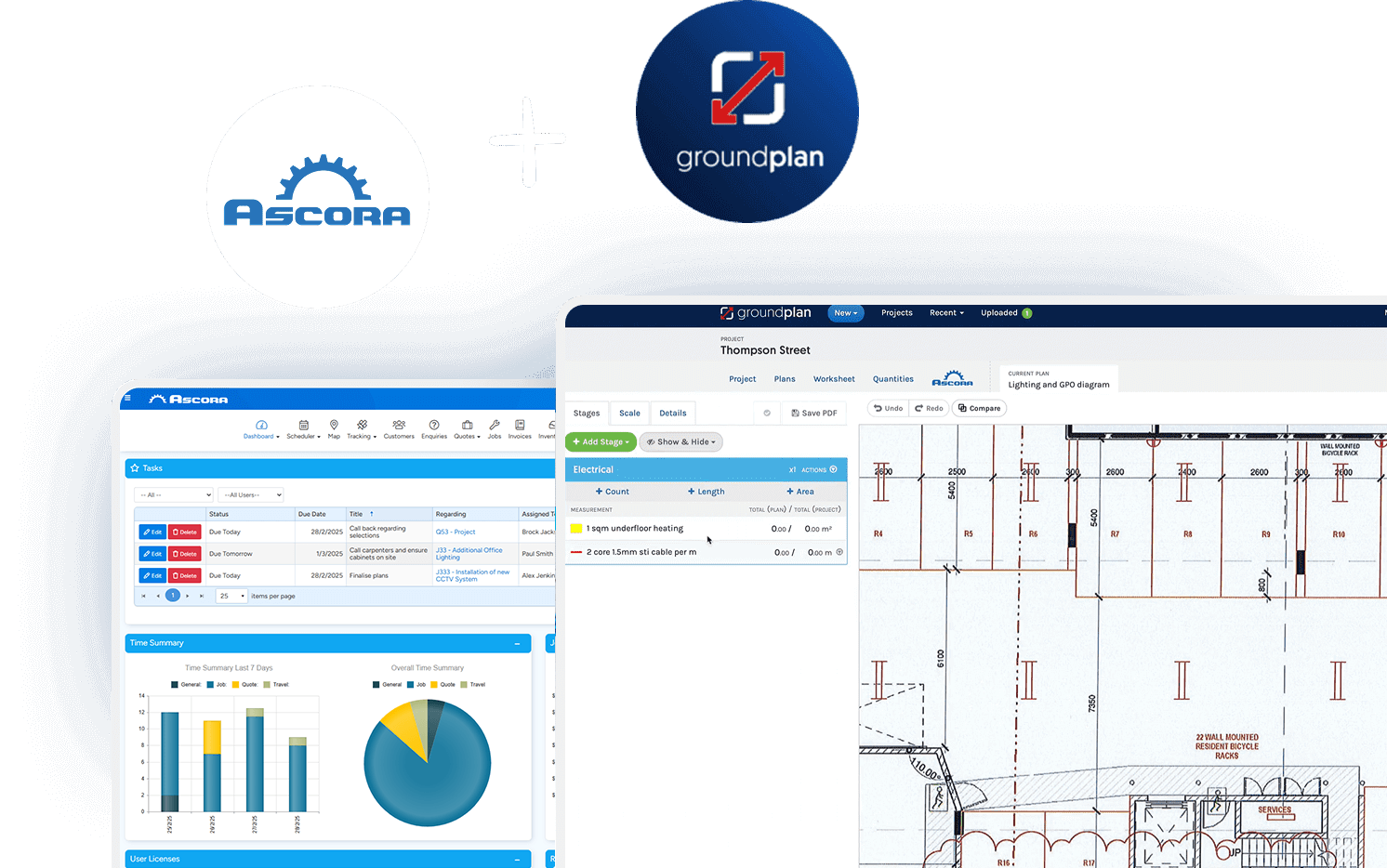 Combine the number one Job Management Software Ascora with the number one estimating and takeoff system Groundplan