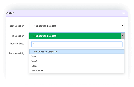 Transfering stock between locations