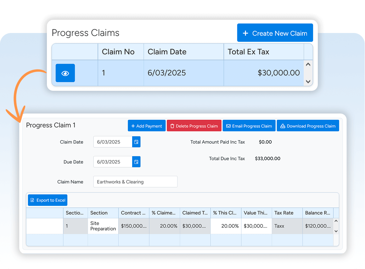 image of progress claims in action