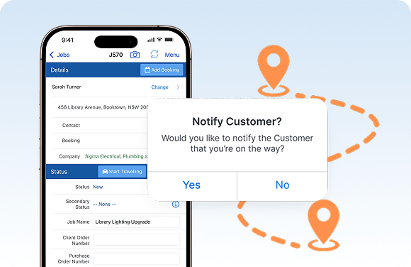 Marketing graphic illustrating travel notifications