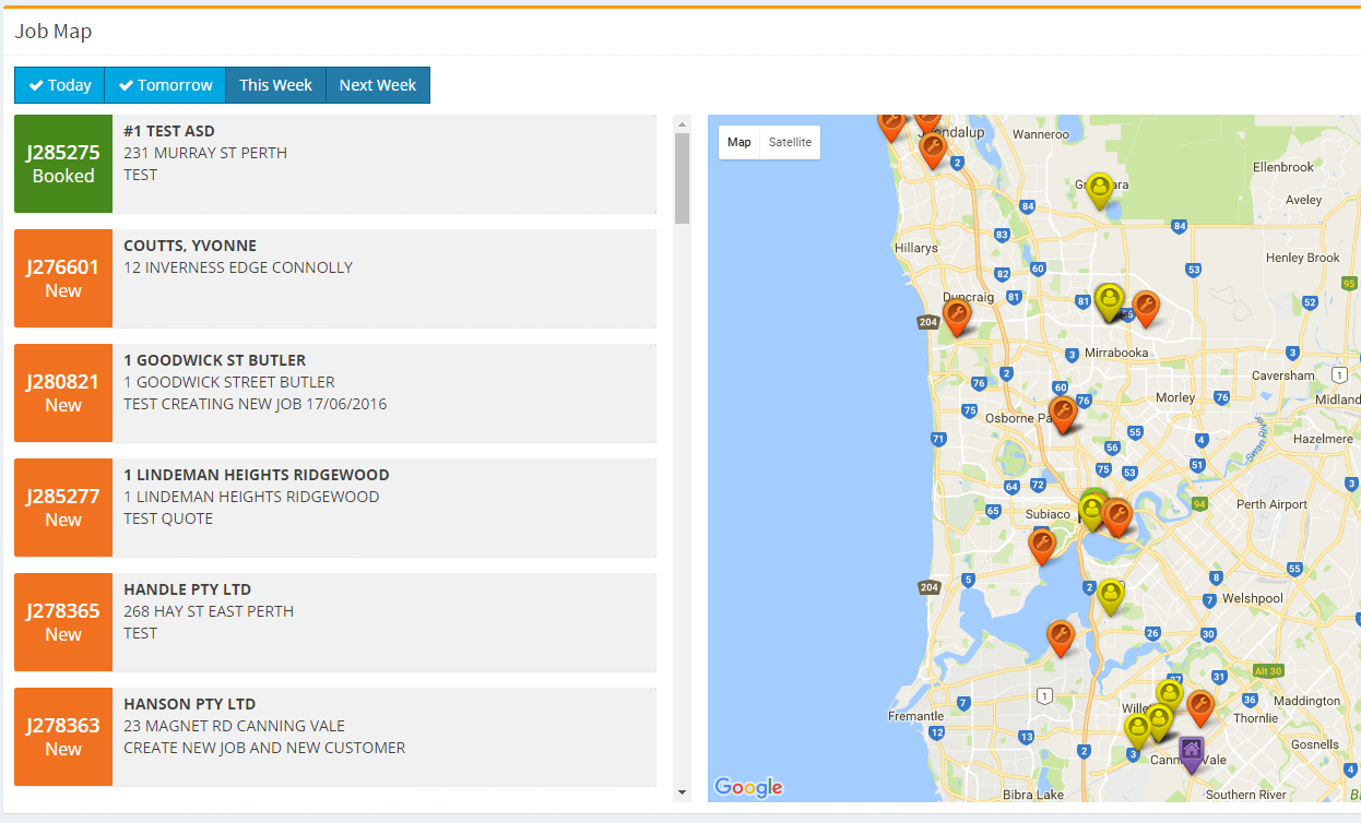 GPS tracking direct from your Job Management Software